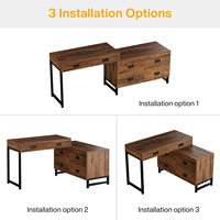 Bureau d'ordinateur en forme de L de grande taille Tribesigns pour le bureau à domicile avec armoire à 4 tiroirs et 6 tiroirs Meubles de bureau en bois
