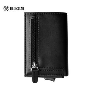 TILONSTAR TG203 Travel Accessories Gifts Men's Business Aluminum Leather Pop up ID Cards RFID Wallet Slim Credit Card Holder - Product Image 1