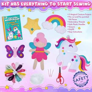 Principiante feltro delle educativi per bambini giocattoli di peluche ragazza imparare a cucire magico bambini unicorno fai da te set kit da cucito - Product Image 6