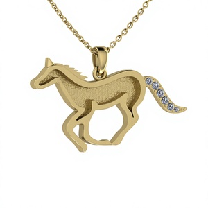 High Quality 925 Sterling Silver Running <b>Horse</b> Zircon 18K Gold Plated 24x38mm Blank Bezel Setting Breast Milk Ashes Jewelry - Product Image 1