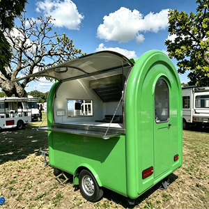 Remolque de Café Redondo de Fibra de Vidrio, Carrito de Comida Móvil Estilo Vintage para Venta de Dulces - Product Image 1