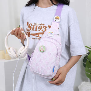 Fresh Student Chest <b>Bag</b> Lightweight Crossbody Shoulder <b>Bag</b> Simple Minimalist Design Portable Zipper Closure Purple Green <b>Yellow</b> - Product Image 1