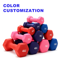 Haltères hexagonaux colorés en néoprène personnalisables avec logo, vente en gros d'usine, ensemble d'haltères de petite taille pour équipement de fitness à domicile