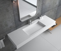 Corians Lavabo mural en pierre artificielle moderne pour hôpital avec drain, écologique, facile à nettoyer, articles sanitaires