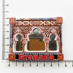 Imán de nevera con espejo de mosaico de la Alhambra de Granada, España, recuerdo turístico de resina 3D, adhesivo magnético con patrón de <span class=keywords><strong>azulejos</strong></span> andalusios - Product Image 3