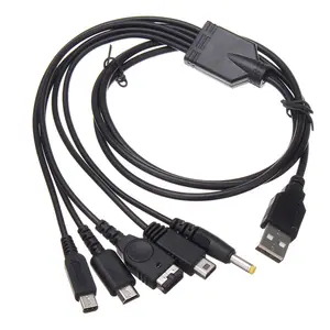 Yiscaxia For Wii U/ NEW 3DSXL/NEW 3DS/NDS LITE SP/PSP 5 in 1 Charging Cable