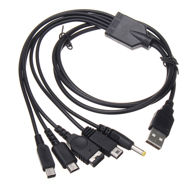 Yiscaxia for Wii U/ NEW 3DSXL/NEW 3DS/NDS LITE SP/PSP 5 in 1 Charging Cable