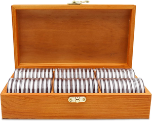 Boîte à pièces en bois sur mesure, boîte de rangement pour 100 pièces avec joint en mousse, ensemble de boîtes à pièces en bois personnalisées - Product Image 1