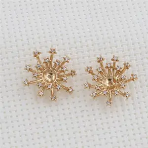 2024 Pure copper color preserving micro inset zircon star flower space beads ancient style DIY headwear material