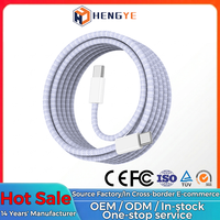 Kabel USB C ke USB C 1m 2m 60W 3A PD Nylon Braided, Pengisian Cepat, Transmisi Data Kecepatan Tinggi