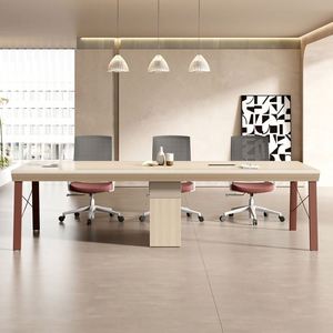 Mingmeng ชุดโต๊ะประชุมโต๊ะและเก้าอี้8คน, ห้องประชุมไม้สัก8คนทันสมัย - Product Image 5