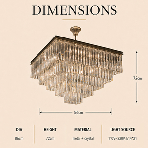 Contemporary Multi Layer Square Crystal Chandelier Clear Crystal Prism Hanging Lamp For High <b>Ceiling</b> Space - Product Image 2