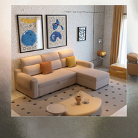 Sofá Cama en Forma de L Moderno, Tela de Alta Calidad, Tres Plazas, Forma Cuadrada con Almacenamiento, Popular para Sala de Estar