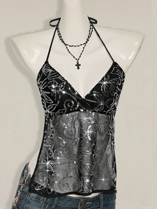 سترة نسائية بياقة هالتر وإغلاق بحزام، مصنوعة من نسيج الصوف المنسوج مع السباندكس/البوليستر، تصميم مثير على طراز النوادي الليلية وقابلة للتنفس - Product Image 2