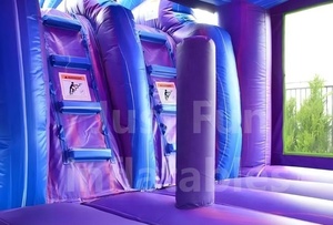 Beau château gonflable gonflable violet avec combo gonflable toboggan pour la location commerciale et de fête - Product Image 6