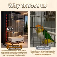 Cage à oiseaux modulaire haute simple noire et blanche avec roulettes, grand espace d'activités, portes latérales ouvrables, gamelles pour animaux de compagnie de taille moyenne