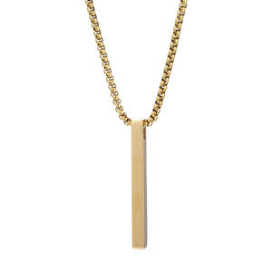 Europeo americano semplice collana a catena lunga tridimensionale alla moda pendente geometrico in acciaio inossidabile per gli uomini può essere inciso - Product Image 6