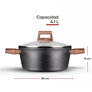 Casserole en céramique antiadhésive de haute qualité, style moderne, compatible induction, pour soupes et ragoûts, batterie de cuisine forgée - Product Image 1