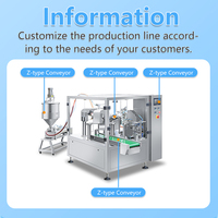 Machine automatique rotative d'emballage, d'étiquetage et de remplissage pour sachets Doypack, sachets stand-up, sachets en film métallisé/papier, sachets à haute productivité pour aliments, miel, bâtonnets et liquides