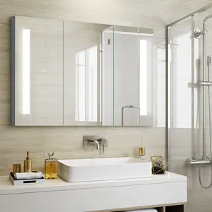 酒店新款创意LED照明浴室柜镜面表面安装药柜