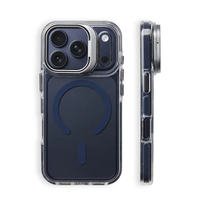 Étui magnétique de luxe pour objectif d'appareil photo pour iPhone 18 Pro 17 Pro 16 16 Pro 17 Pro Max 15, coque arrière rigide transparente compatible avec le chargement sans fil