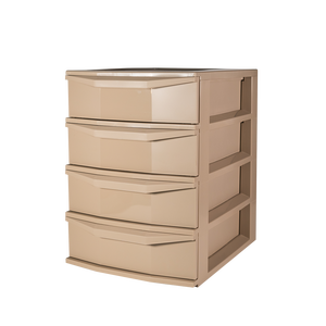 Pratika PP Injection Molded Office 4-<b>Drawer</b> <b>Storage</b> Unit 380x285x417mm Taupe <b>Drawers</b> - Product Image 1