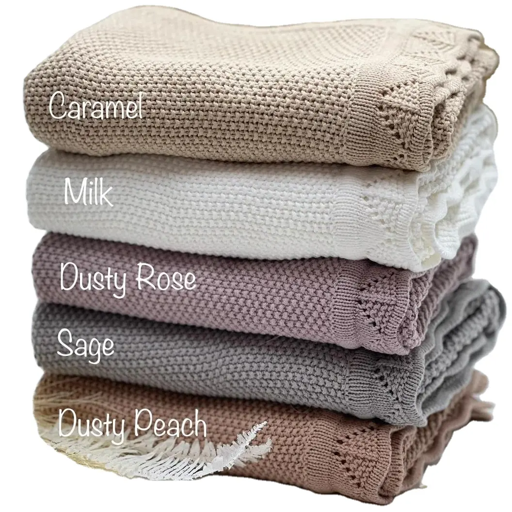 Custom soft cotton newborn crochet knit cashmere baby throw blanket