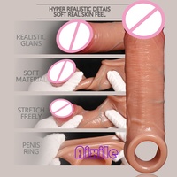 Penis-Hülle zur Vergrößerung Sexspielzeug für Männer Silikon-Dildo-Hülle Männlicher Penisumfang-Verlängerer mit Penisring Erotikspielzeug für Paare