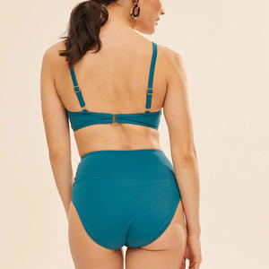 Bañador de maternidad personalizado para mujer, traje de baño de color verde sólido, ropa de playa para amamantamiento, control de barriga - Product Image 3