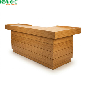 Wood Grain Self Service <b>Checkout</b> <b>Counter</b> Stainless Steel POS Kiosk Cashier Desk for Retail Store - Product Image 6