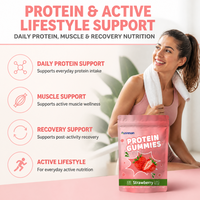 Gummies protéinés à la marque privée OEM, stimulant immunitaire, énergie, gummies protéinés au lactosérum, complément alimentaire, gummies protéinés au lactosérum végétaliens