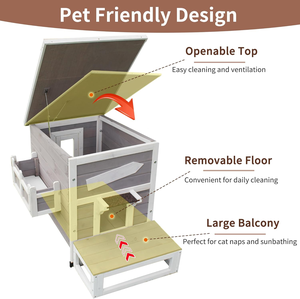 Casa para Gatos al Aire Libre, Casas Grandes para Gatos Silvestres, Refugio para Gatos de Madera Resistente a la Intemperie con Puerta de Escape - Product Image 3