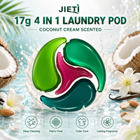 Capsules de lessive 4 en 1 JIETI 17g 30 pièces, parfum crème de coco, capsules rondes, emballage de vente au détail pour supermarchés et vendeurs en ligne