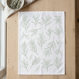 Calm Herbals Botanical <strong>Tea</strong> <strong>Towel</strong> <strong>Sage</strong> <strong>Green</strong> Style Cotton Kitchen <strong>Towel</strong> for Zen Kitchen - Product Image 1
