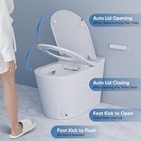 Siège de toilette intelligent moderne et automatique, cuvette en céramique blanche, siège chauffant, siphon en P, télécommande, montage au sol, automatique