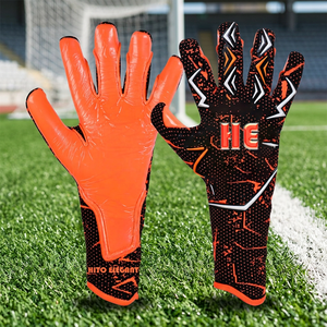 Gants de gardien de but de football Kint noirs et orange à protection des doigts, en latex, très demandés - Product Image 4