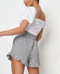 Summer <strong>Girls</strong> Hot <strong>Shorts</strong> Women Sexy High Waist Print Plaid Frill Hem <strong>Shorts</strong> - Product Image 4