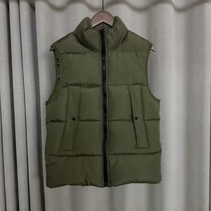 Men's <b>Sleeveless</b> Down Vest Stand Collar Zipper Front Pockets Solid Color Casual Outerwear Thick Polyester 90% Down - Product Image 3