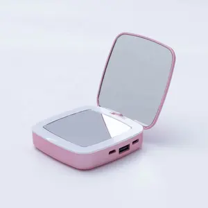 Amazon Hot Sale mini mobile power supply portable power bank with makeup mirror 5000mAh power banks