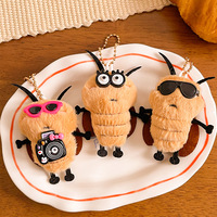 Porte-clés peluche cafard amusant, jouet en peluche insecte de dessin animé, pendentif mignon pour sac, cadeau fantaisie
