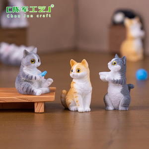<b>Mini</b> Resin Animals Miniature Resin Cat Crafts Figurines Ornaments for DIY Car Dashboard Office <b>Desk</b> Computer Monitor Decor - Product Image 5