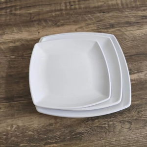 Nhà hàng melamine Đồng bằng màu trắng vuông phục vụ tấm hộ gia đình màu trắng không thường xuyên hình vuông hình dạng bữa ăn tối tấm món ăn - Product Image 2