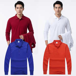 Camiseta de manga larga para hombre, estilo polo, con botones, a rayas, 100% algodón, de peso medio, con bordado de la mejor calidad, OEM personalizado. - Product Image 2