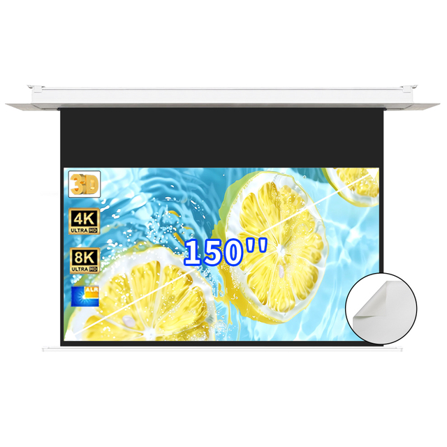 Motorized Tab-tensioned Projection Screen Hidden Ceiling Drop Down Matt White Projector Screen for Long Throw Projector