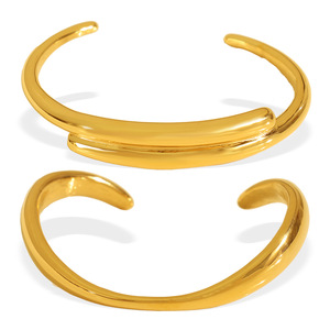 Bracelet ouvert de style européen américain plaqué or 18 carats, design géométrique, bijoux pour femmes - Product Image 5