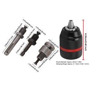 Podofo Mandril de taladro pequeño de alta precisión de 13 mm 1/2 pulgada sin llave, mandril de 3 mordazas 20 UNF, mandril universal de acero endurecido con trinquete autoblocante - Product Image 5