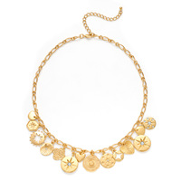 Collar con colgante de moneda de latón para mujer, joyería de moda con chapado en misticismo para ocasiones de aniversario, novedad