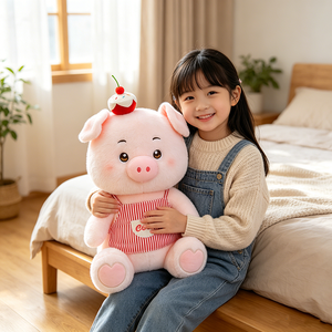 Peluche <span class=keywords><strong>de</strong></span> cerdo Chef, muñeco <span class=keywords><strong>de</strong></span> peluche <span class=keywords><strong>de</strong></span> animal rosa al por mayor, cerdito con delantal a rayas, regalo reconfortante para niños, decoración para el hogar y dormitorio, cumpleaños - Product Image 2