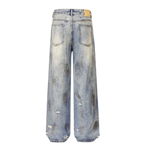 Pantaloni in Denim lavati Vintage all'ingrosso con fori strappati pantaloni larghi di alta moda Casual da donna e <span class=keywords><strong>Jeans</strong></span> da ragazzo - Product Image 2