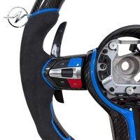 Volant sport en cuir avec surpiqûres contrastées, fibre de carbone et écran LED pour modèles F30/F10/E90